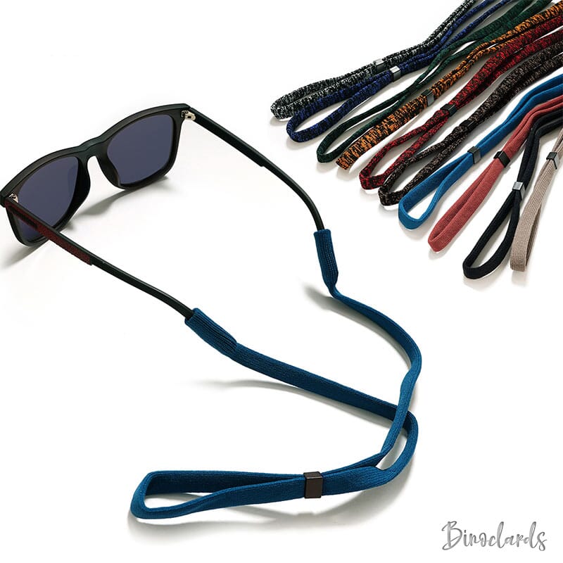 Cordon lunettes sport antidérapant bleu pour lunettes de soleil | Binoclards