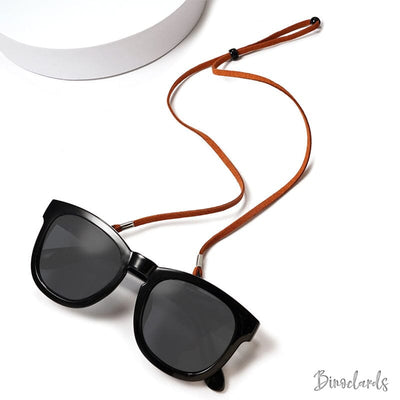 Cordon lunettes ajustable en cuir couleur café | Binoclards