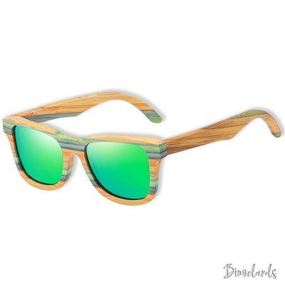 Lunettes de soleil carrées en bois de skateboard vert| Binoclards