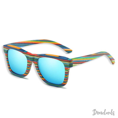 Lunettes de soleil en bois couleur arc en ciel verre Bleu | Binoclards