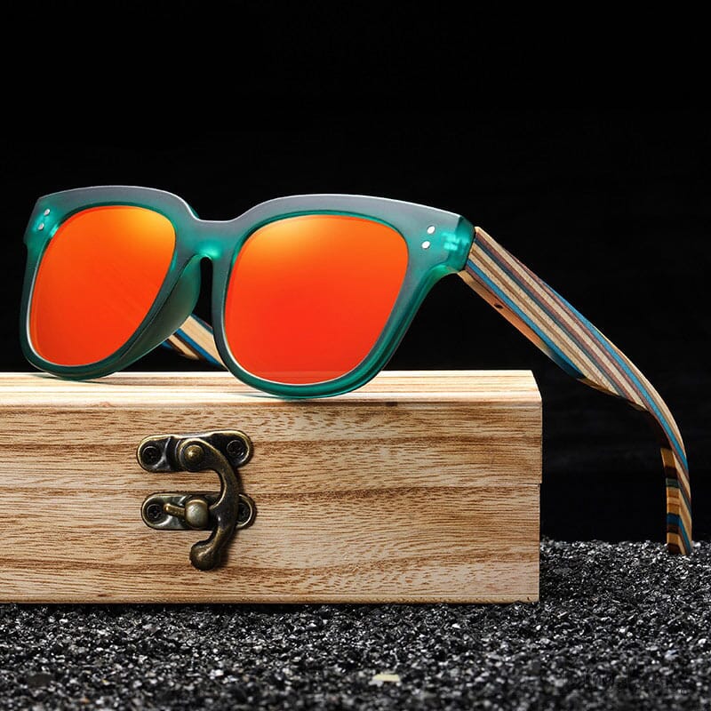 Lunettes de soleil en bois homme Green étui à lunettes en bois  | Binoclards