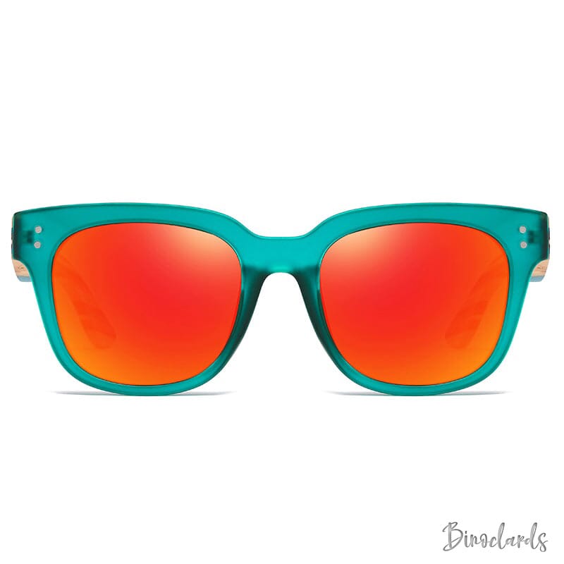 Lunettes de soleil en bois homme Green rouge vu de face | Binoclards