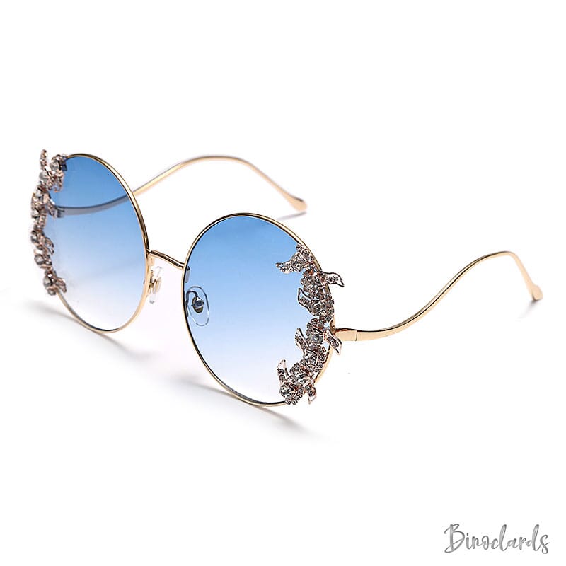 Lunettes de soleil femmes rondes avec monture en cristal - COLLECTION GLAMY