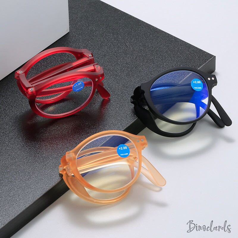 Trois lunettes de lecture pliables rouge,noir et orange | Binoclards