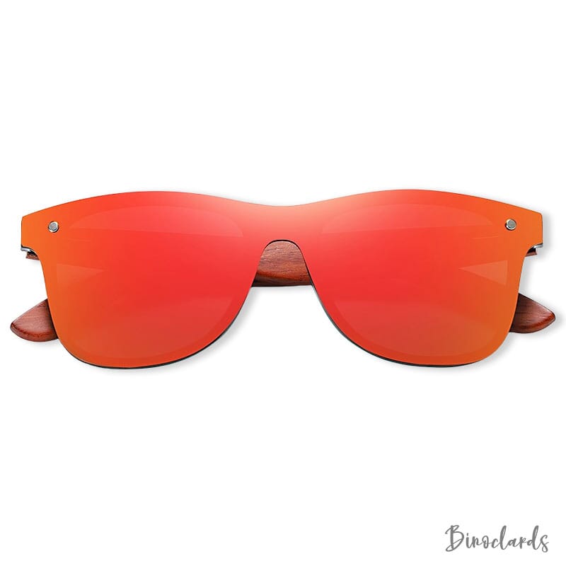 Lunettes de soleil en bois orange - Collection Rimless- vue de fasse | Binoclards