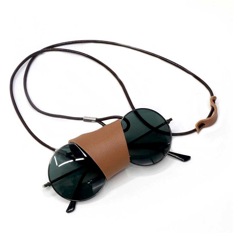 Cordon collier porte-lunettes en cuir