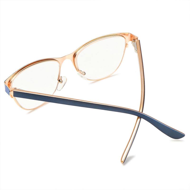lunettes de lecture rétro tendance bleu avec intérieur doré de la monture